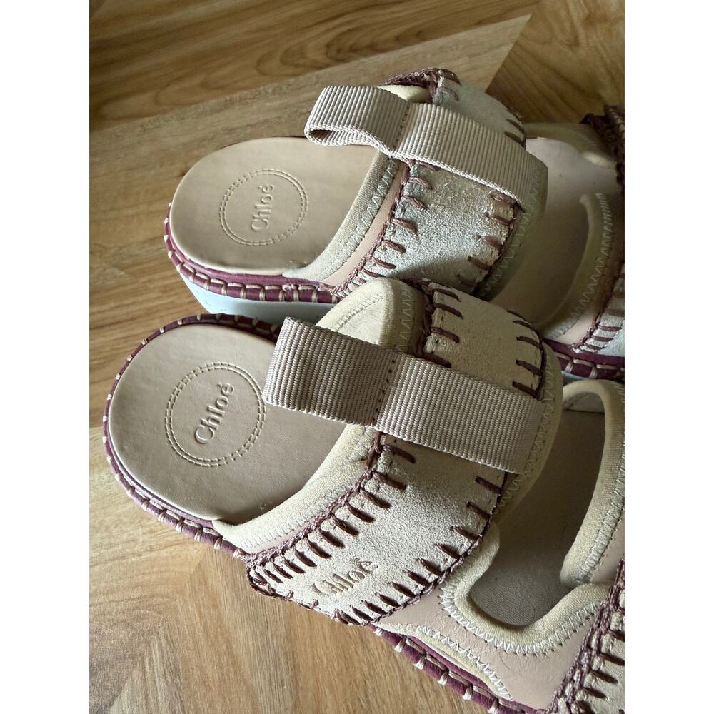CHLOE Lilli Sporty Suede Platform Slide Sandals Sz. 40 - Picture 7 of 9